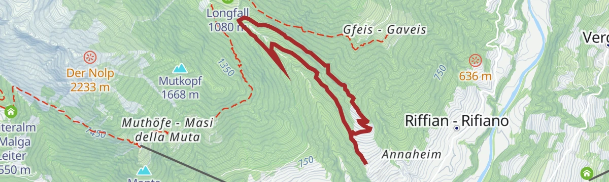 Route map: Passeggiata lungo la roggia di Cainer - Waalweg
